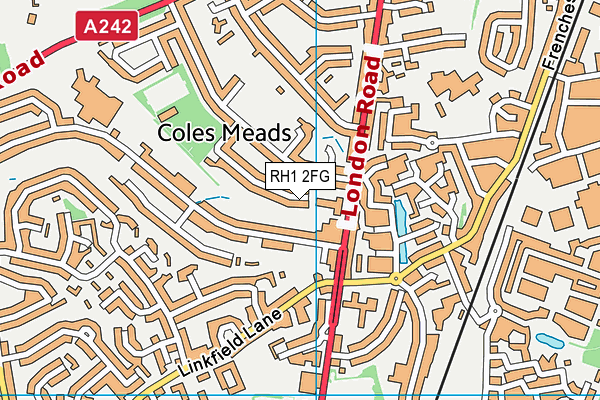 RH1 2FG map - OS VectorMap District (Ordnance Survey)