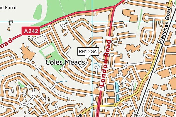 RH1 2GA map - OS VectorMap District (Ordnance Survey)