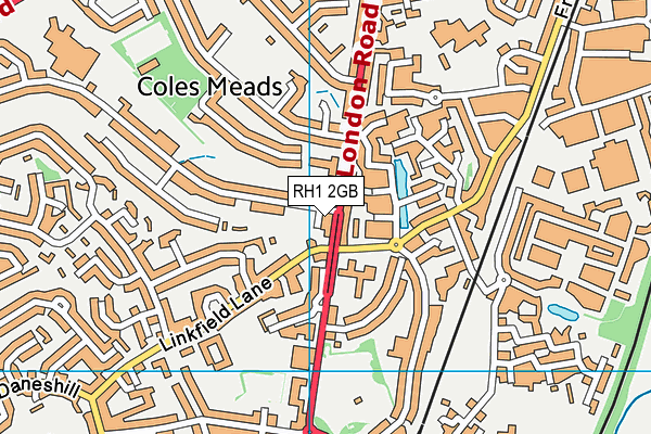 RH1 2GB map - OS VectorMap District (Ordnance Survey)