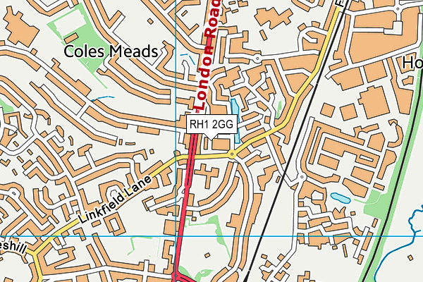 RH1 2GG map - OS VectorMap District (Ordnance Survey)