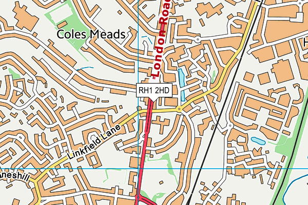 RH1 2HD map - OS VectorMap District (Ordnance Survey)