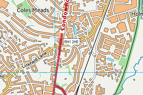 RH1 2HE map - OS VectorMap District (Ordnance Survey)