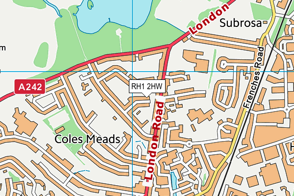 RH1 2HW map - OS VectorMap District (Ordnance Survey)