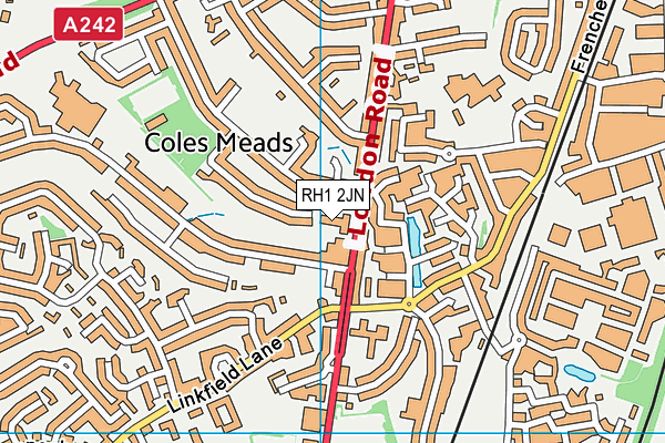 RH1 2JN map - OS VectorMap District (Ordnance Survey)