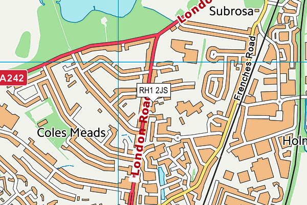 RH1 2JS map - OS VectorMap District (Ordnance Survey)