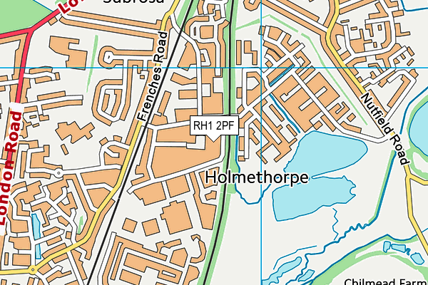 RH1 2PF map - OS VectorMap District (Ordnance Survey)