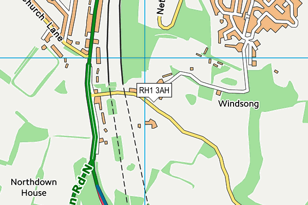 RH1 3AH map - OS VectorMap District (Ordnance Survey)