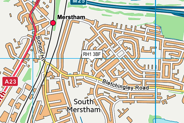 RH1 3BF map - OS VectorMap District (Ordnance Survey)