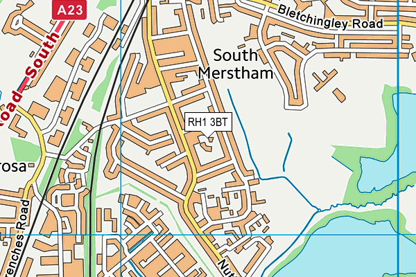 RH1 3BT map - OS VectorMap District (Ordnance Survey)