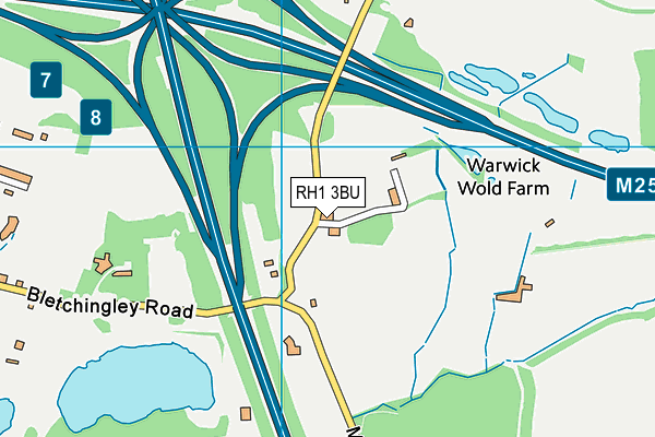 RH1 3BU map - OS VectorMap District (Ordnance Survey)