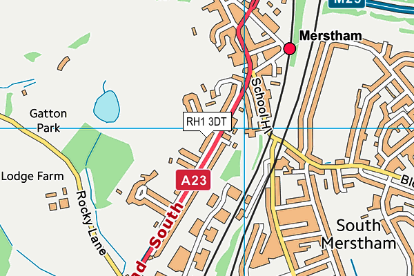 RH1 3DT map - OS VectorMap District (Ordnance Survey)