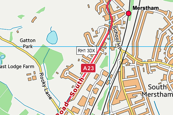 RH1 3DX map - OS VectorMap District (Ordnance Survey)