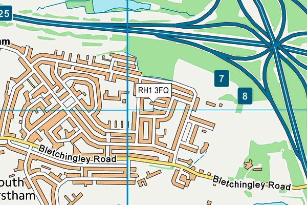 RH1 3FQ map - OS VectorMap District (Ordnance Survey)