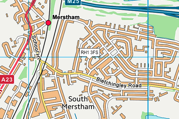 RH1 3FS map - OS VectorMap District (Ordnance Survey)