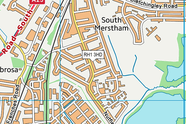 RH1 3HD map - OS VectorMap District (Ordnance Survey)