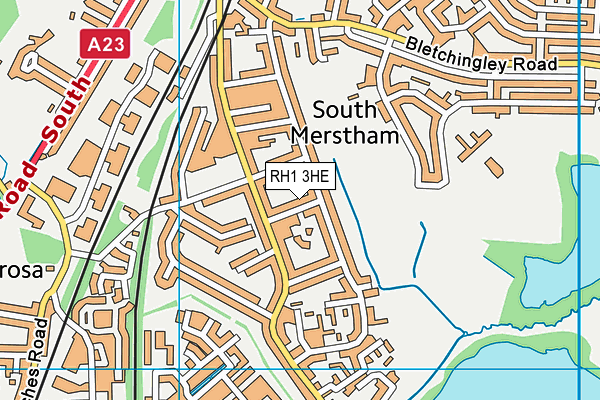 RH1 3HE map - OS VectorMap District (Ordnance Survey)