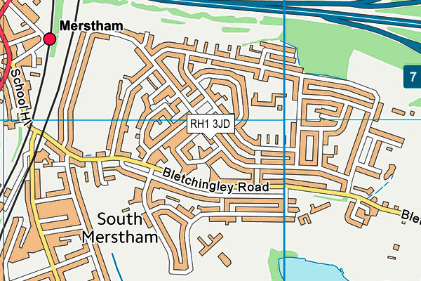 RH1 3JD map - OS VectorMap District (Ordnance Survey)