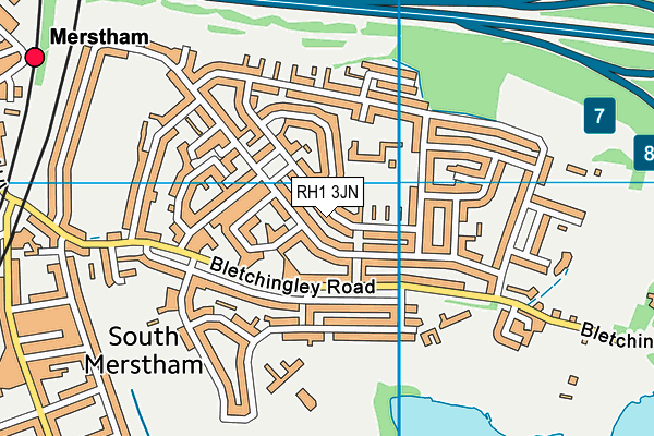 RH1 3JN map - OS VectorMap District (Ordnance Survey)