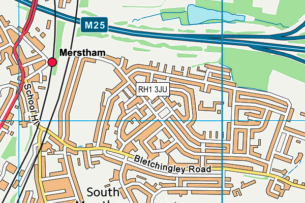 RH1 3JU map - OS VectorMap District (Ordnance Survey)