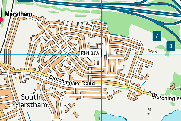 RH1 3JW map - OS VectorMap District (Ordnance Survey)