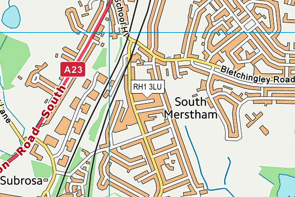 RH1 3LU map - OS VectorMap District (Ordnance Survey)