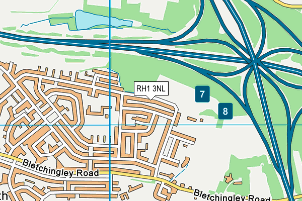 RH1 3NL map - OS VectorMap District (Ordnance Survey)