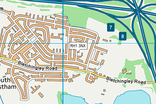 RH1 3NX map - OS VectorMap District (Ordnance Survey)