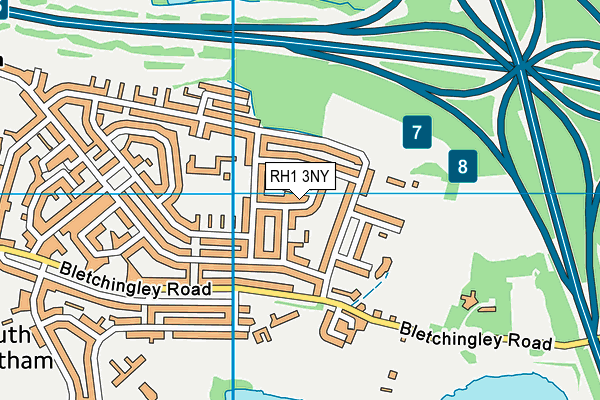 RH1 3NY map - OS VectorMap District (Ordnance Survey)