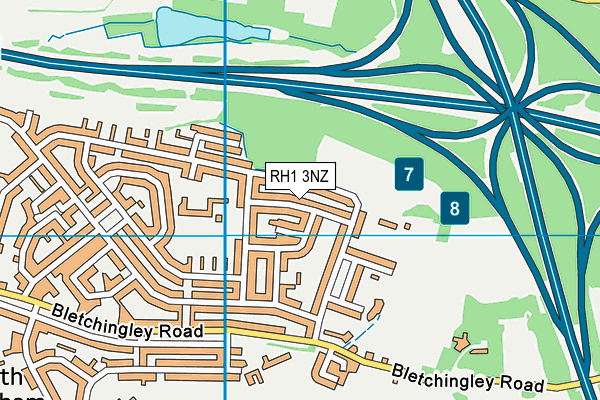 RH1 3NZ map - OS VectorMap District (Ordnance Survey)