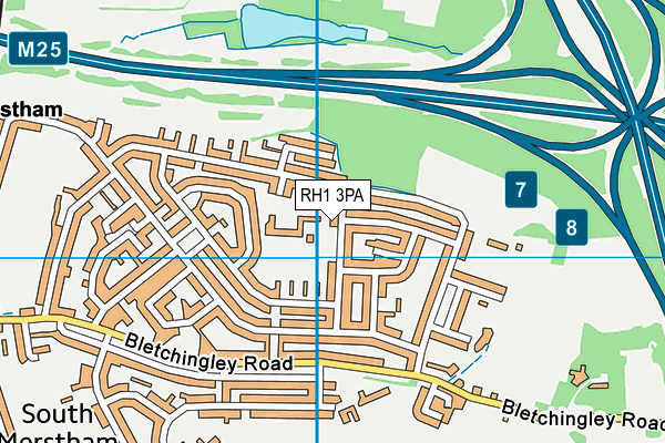 RH1 3PA map - OS VectorMap District (Ordnance Survey)