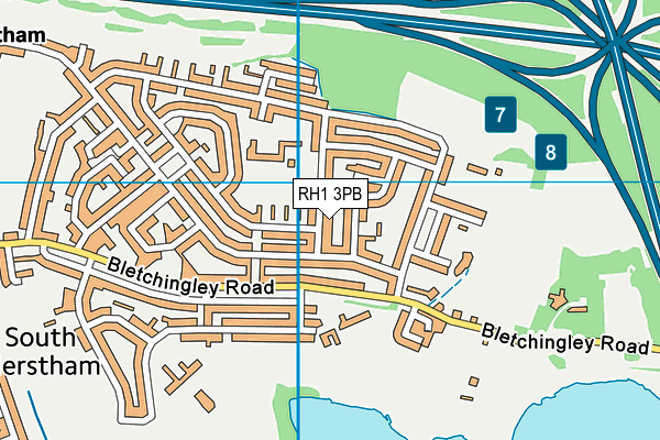 RH1 3PB map - OS VectorMap District (Ordnance Survey)