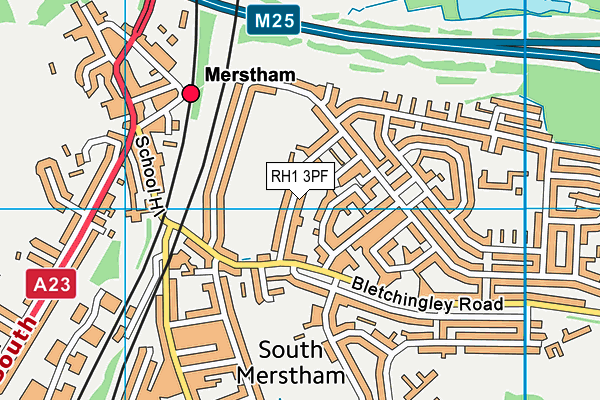 RH1 3PF map - OS VectorMap District (Ordnance Survey)