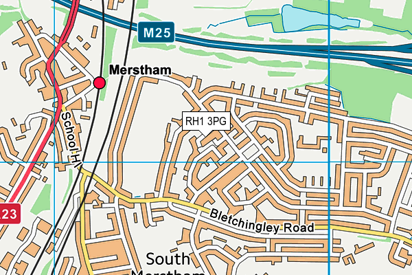 RH1 3PG map - OS VectorMap District (Ordnance Survey)