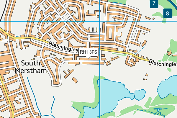 RH1 3PS map - OS VectorMap District (Ordnance Survey)