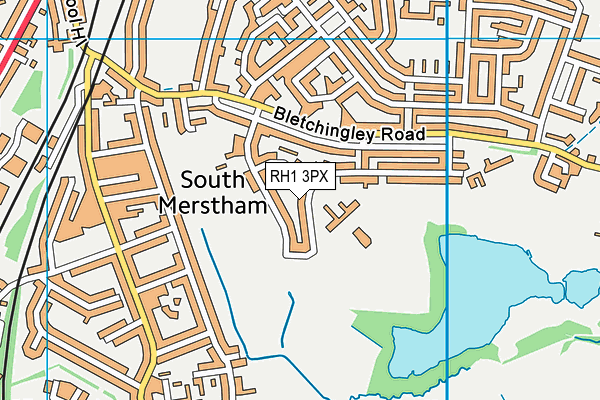 RH1 3PX map - OS VectorMap District (Ordnance Survey)