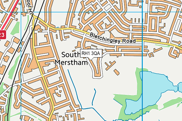 RH1 3QA map - OS VectorMap District (Ordnance Survey)