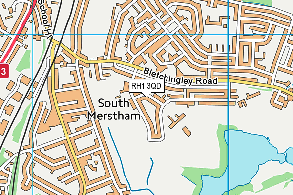 RH1 3QD map - OS VectorMap District (Ordnance Survey)