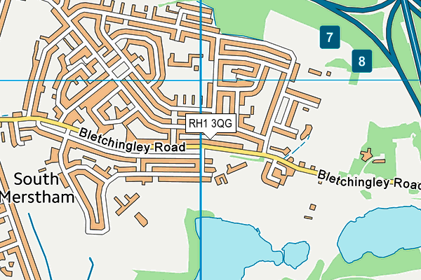 RH1 3QG map - OS VectorMap District (Ordnance Survey)