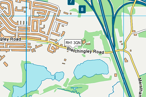 RH1 3QN map - OS VectorMap District (Ordnance Survey)