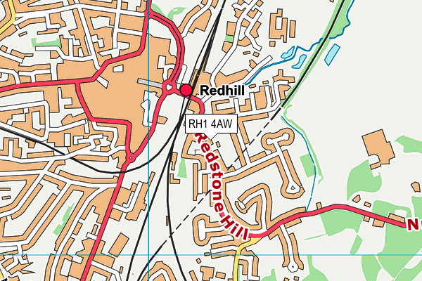 RH1 4AW map - OS VectorMap District (Ordnance Survey)