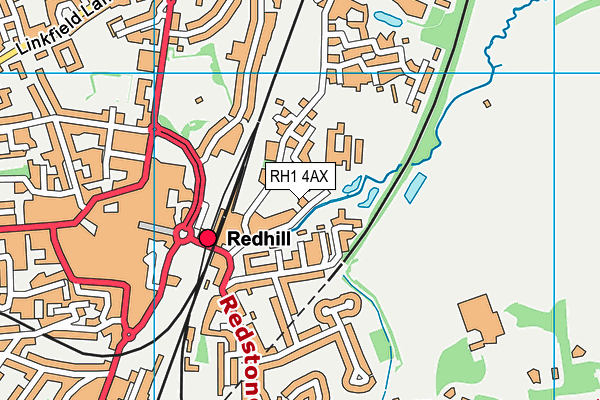 RH1 4AX map - OS VectorMap District (Ordnance Survey)