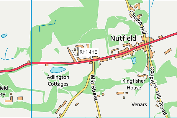 Nutfield Memorial Hall Field map (RH1 4HE) - OS VectorMap District (Ordnance Survey)