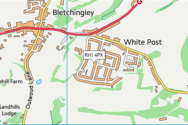 RH1 4PX map - OS VectorMap District (Ordnance Survey)