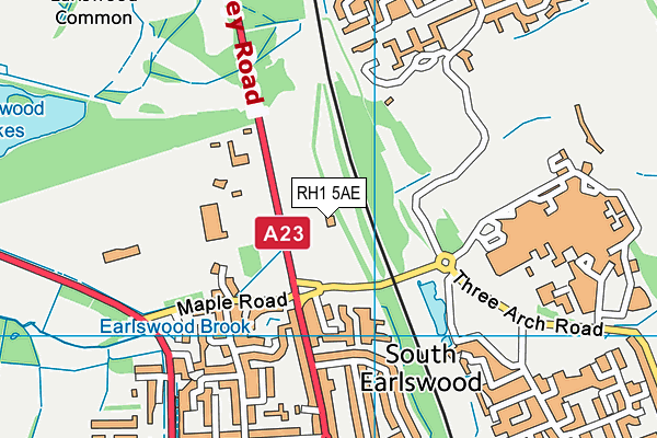 Redhill Football Club map (RH1 5AE) - OS VectorMap District (Ordnance Survey)