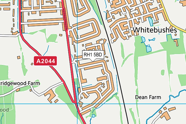 RH1 5BD map - OS VectorMap District (Ordnance Survey)