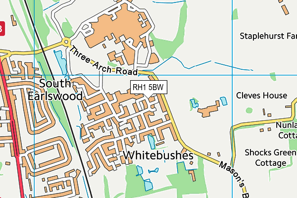 RH1 5BW map - OS VectorMap District (Ordnance Survey)