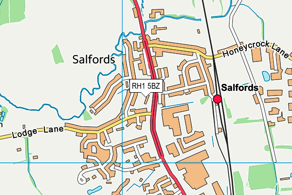 RH1 5BZ map - OS VectorMap District (Ordnance Survey)