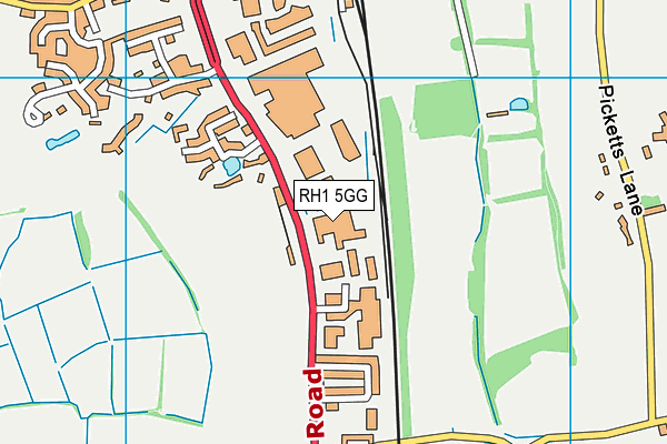 RH1 5GG map - OS VectorMap District (Ordnance Survey)