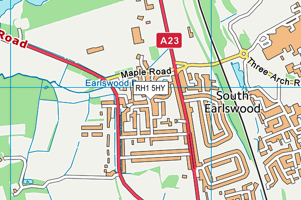 RH1 5HY map - OS VectorMap District (Ordnance Survey)