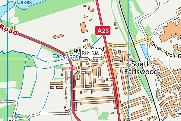 RH1 5JA map - OS VectorMap District (Ordnance Survey)